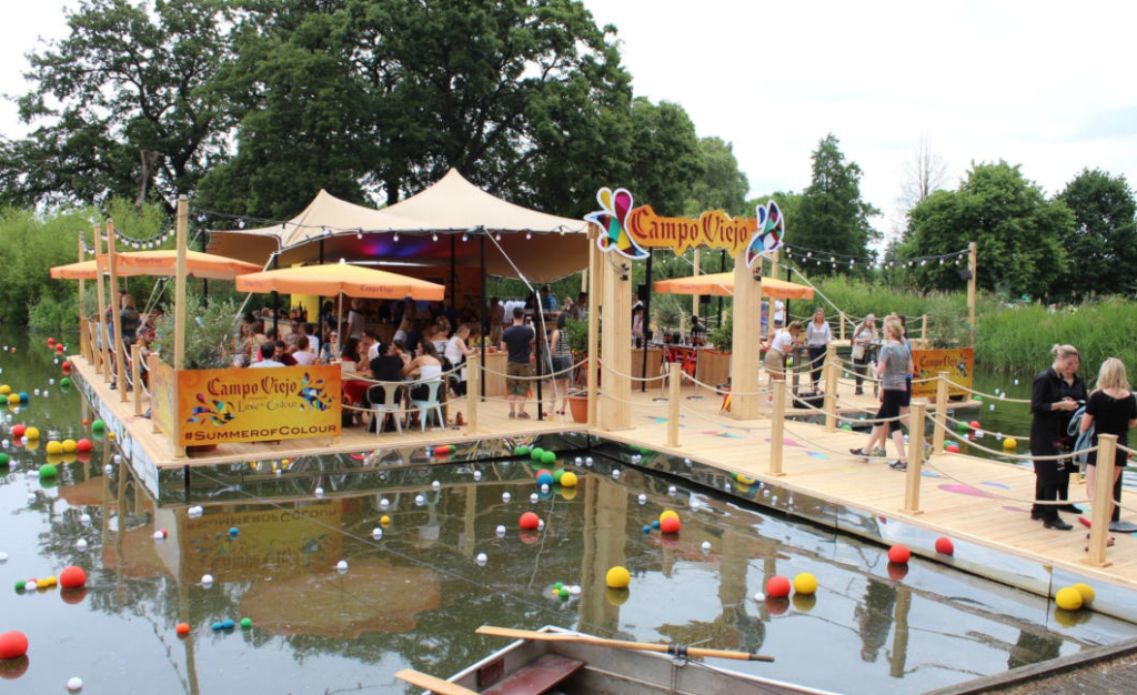 Event pontoon with cladding